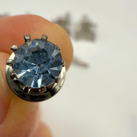 Vintage cuff links tie clips two sets silver toned mens jewelry late 1900s Swank - Picture 3 of 13